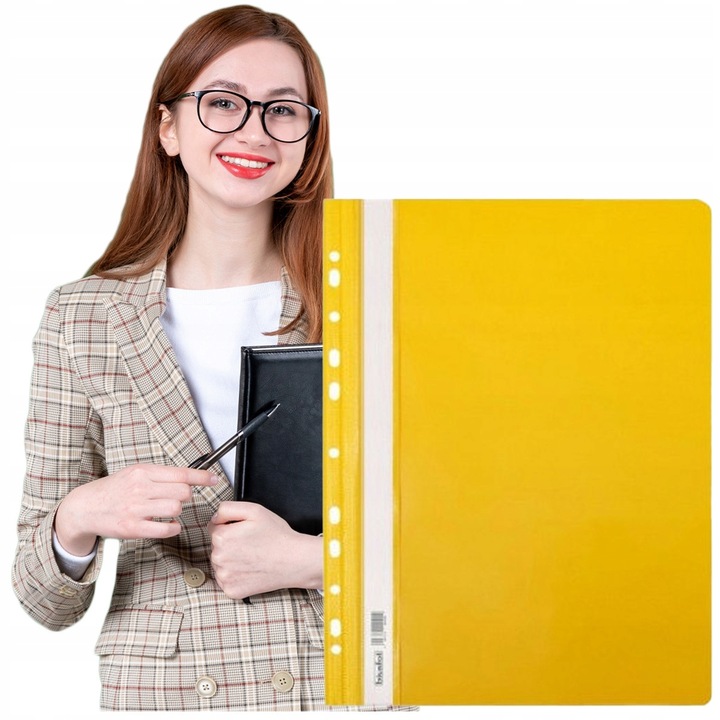 Папки Biurfol, A4, PVC, Жълта, 10 броя