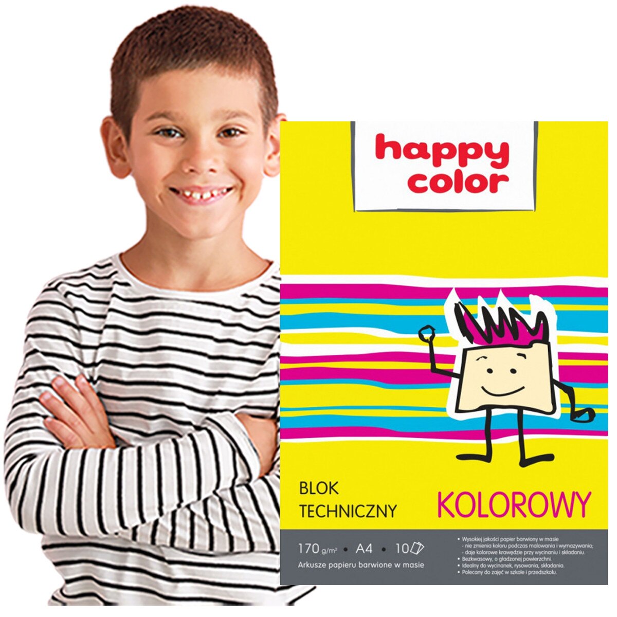 Гланцова хартия Happy Color, А4, 10 листа, Многоцветна eMAG.bg