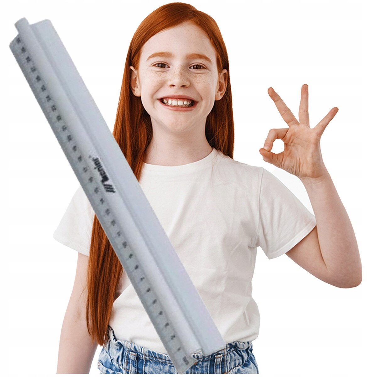 Rigla cu maner Leniar, 30cm, Aluminiu, Gri - eMAG.ro