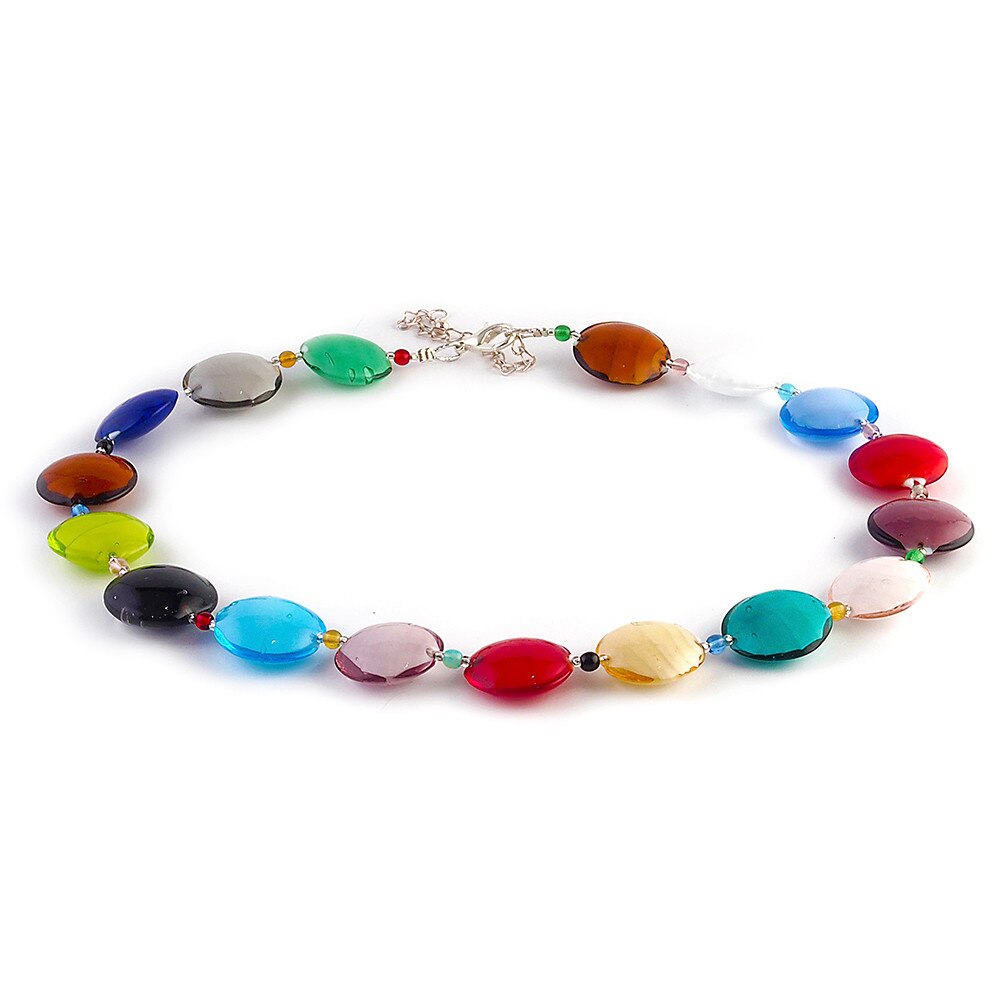 Colier COLOMBA multicolor din sticla de Murano, 47 cm, Bijuterii Original Murano