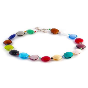 Colier COLOMBA multicolor din sticla de Murano, 47 cm, Bijuterii Original Murano Colier COLOMBA multicolor din sticla de Murano, 47 cm, Bijuterii Original Murano