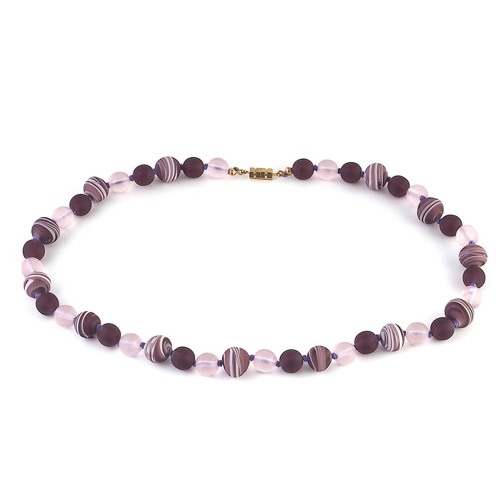 Colier DELICATO lila din sticla de Murano, cu finisaj mat, 50 cm, Bijuterii Original Murano