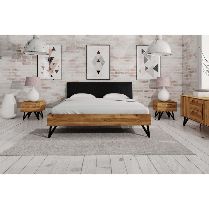 Cadru pat Golo 1, The Beds, Lemn masiv, 105x203 cm, Natural