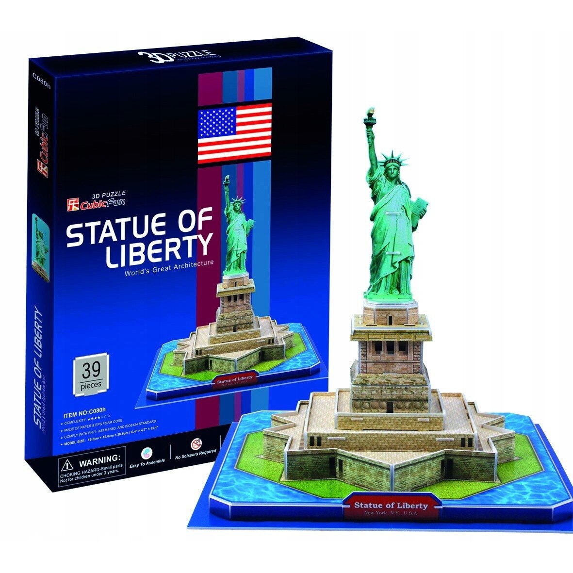 Puzzle 3D, Cubic Fun, Statuia Libertatii, 39 piese - eMAG.ro