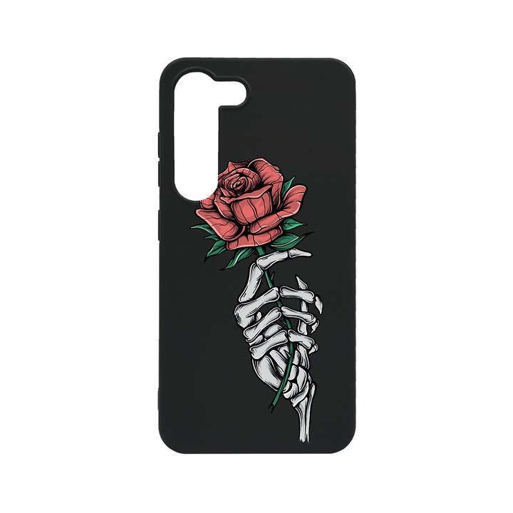 BestCase Slim Szilikon 0.8MM telefontok, Samsung Galaxy S23, Rose In Skeleton Hand, B 1023