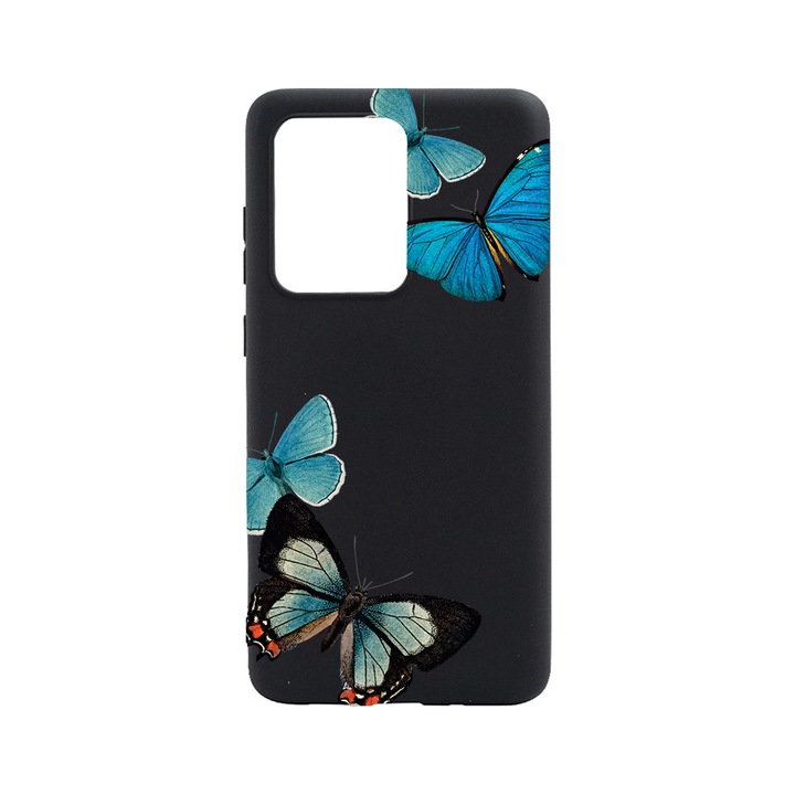 BestCase Slim Szilikon 0.8MM telefontok, Huawei P40, Beautiful Blue Butterflies, B 991
