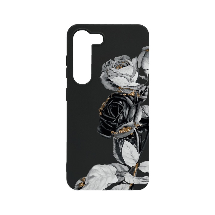 BestCase Slim Szilikon 0.8MM telefontok, Samsung Galaxy S23, Black Rose, B 990