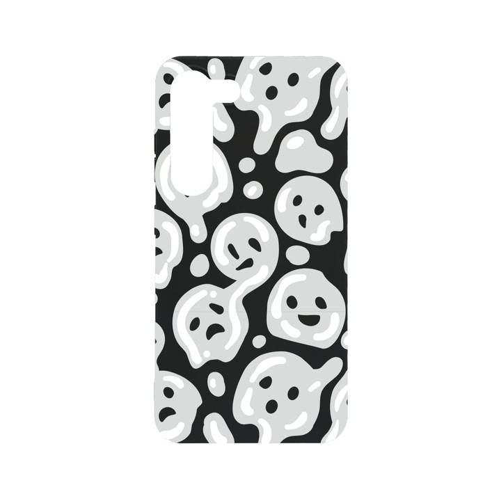 BestCase Slim Szilikon 0.8MM telefontok, Samsung Galaxy S23, Gray Acid Smiley, B 1000