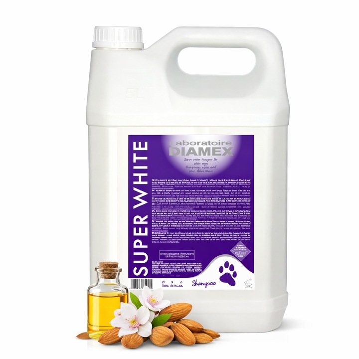 Sampon profesional pentru caini albi Super White, Diamex, 5 l