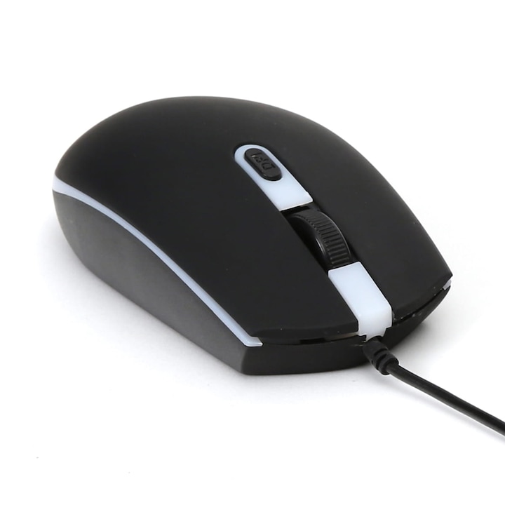 Mouse optic USB pe cablu, Omega 45539, 4 butoane, 2000DPI, cablu de 1.5m lungime, negru
