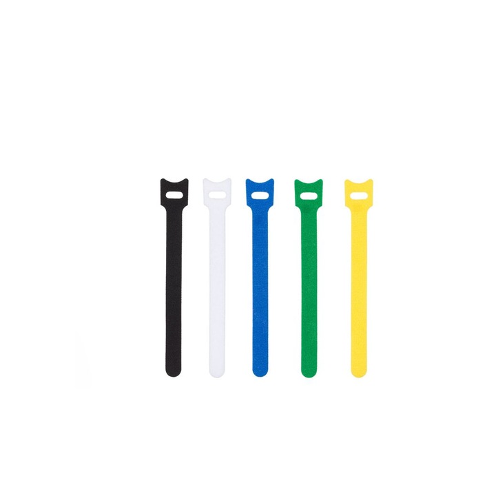 10 db rugalmas tépőzáras készlet a kábelvezetéshez, 14,5x1,5 cm, Multicolor