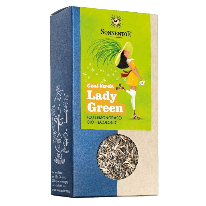 Lady Green zöld tea citromfűvel Bio 90 gramm Sonnentor