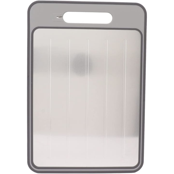 Tocator multifunctional 4 in 1, Gri, placa de dezghetat, tocator, cu functie ascutire cutite si razatoare