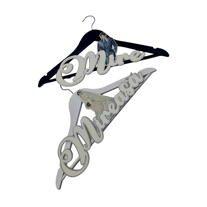 Set doua umerase pentru nunta, StarFashion, cu inscriptia "Mire" si "Mireasa", model fotografie