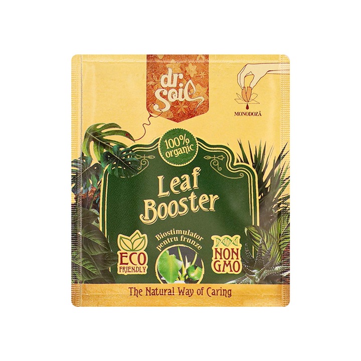 Biostimulator organic Dr.Soil, Leaf Booster Regenerator pentru frunze verzi, 10 ml