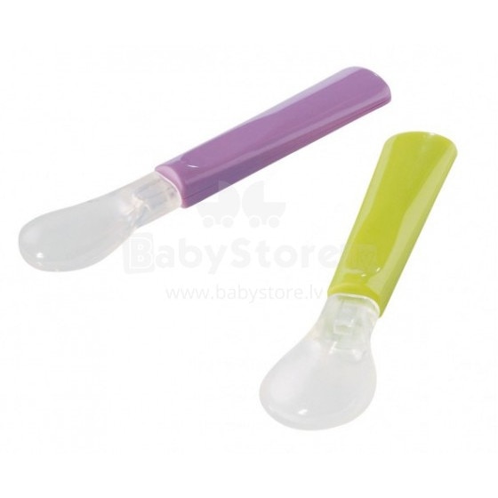 Set 2 lingurite cu varf din silicon verde/mov
