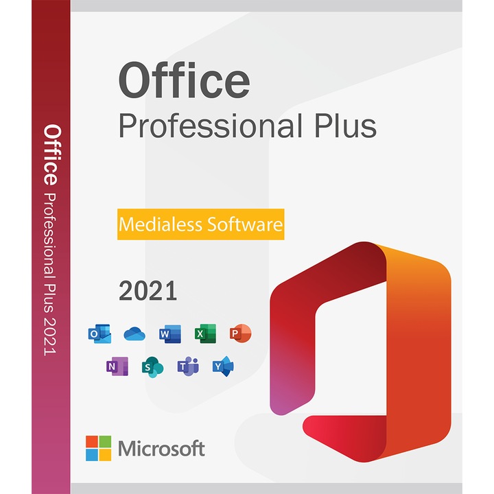 Microsoft Office 2021 Professional Plus, 32/64 bit, Multilanguage, Асоцииране на MS акаунт, Medialess