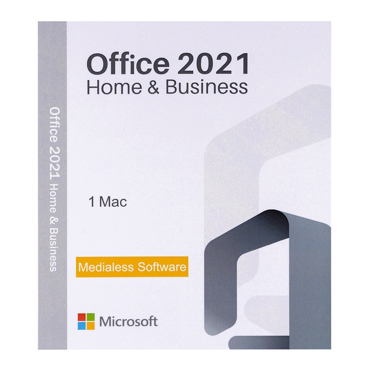 Microsoft Office 2021 Home & Business, MacOS 64 bit, asociere cont MS, Medialess