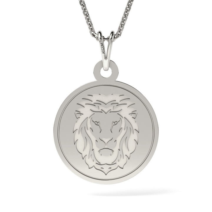 Lantisor cu pandantiv din aur alb model Leu