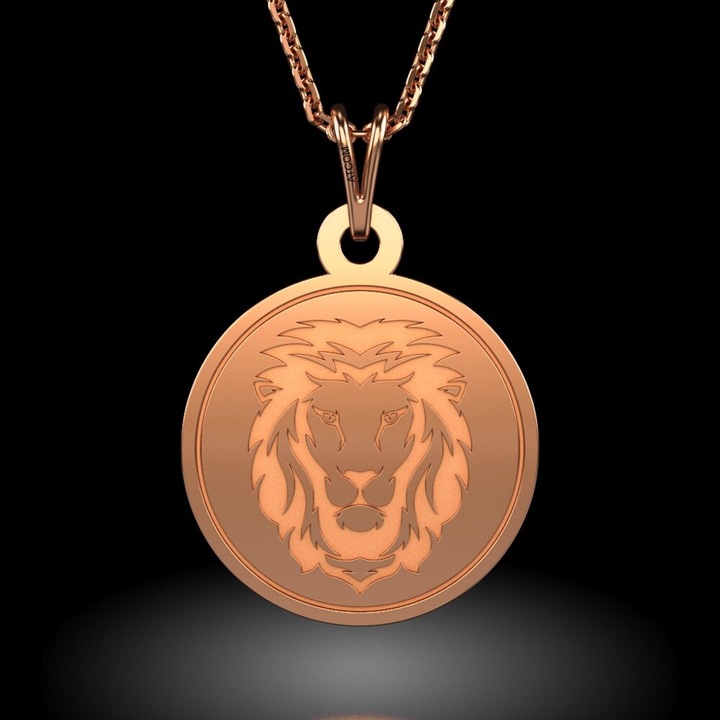 Lánc medállal, rózsaszín aranyból, Leo modell