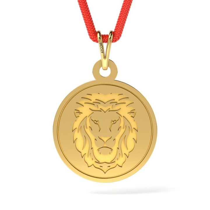 Pandantiv din aur galben cu snur model Leu