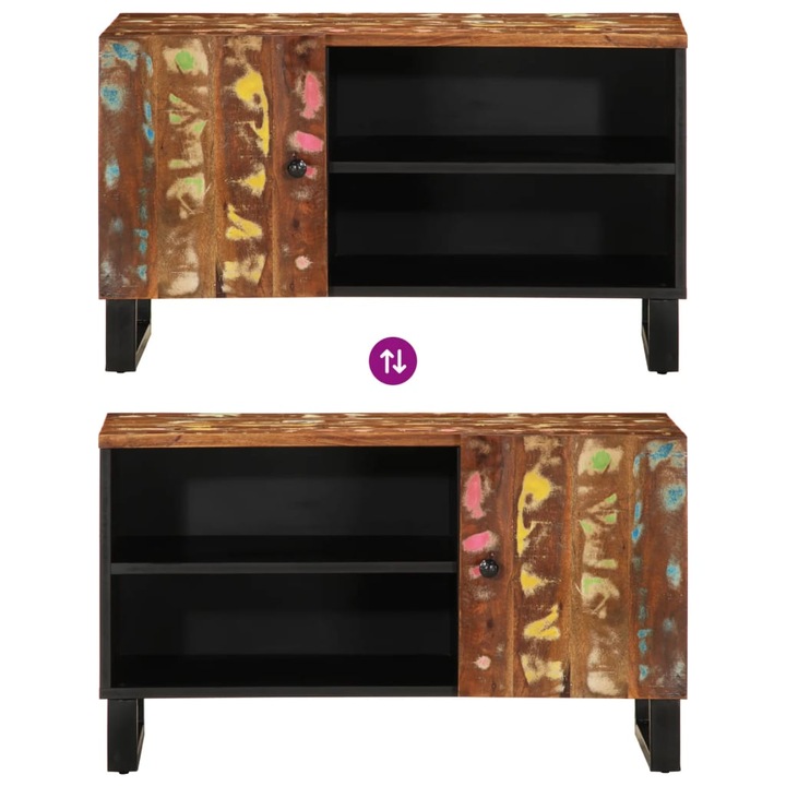 Dulap TV vidaXL, 80x33x46 cm, lemn masiv reciclat lemn prelucrat, 15.21 kg, 80 x 33 x 46 cm