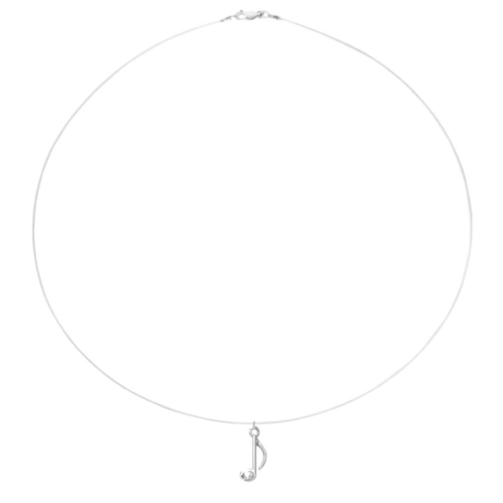 Colier fir transparent cu pandantiv Nota Muzicala din Argint 925, reglabil 38-41 cm