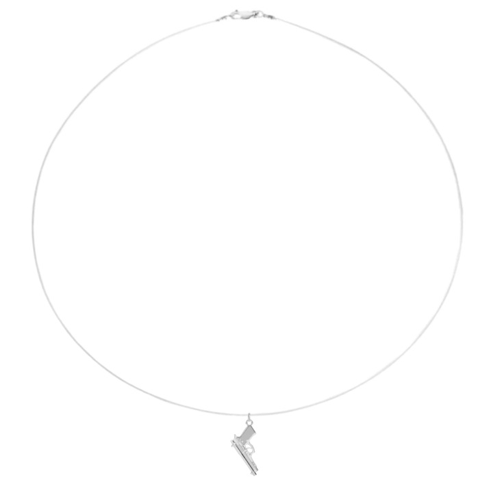 Colier fir transparent cu pandantiv Pistol din Argint 925, reglabil 38-41 cm