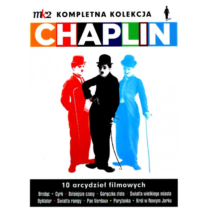 Charlie Chaplin: Cyrk / Brzdąc / Dzisiejsze czasy / Gorączka złota / Światła wielkiego miasta / Dyktator / Światła rampy / Pan Verdoux / Paryżanka / Król w Nowym Jorku [10DVD]