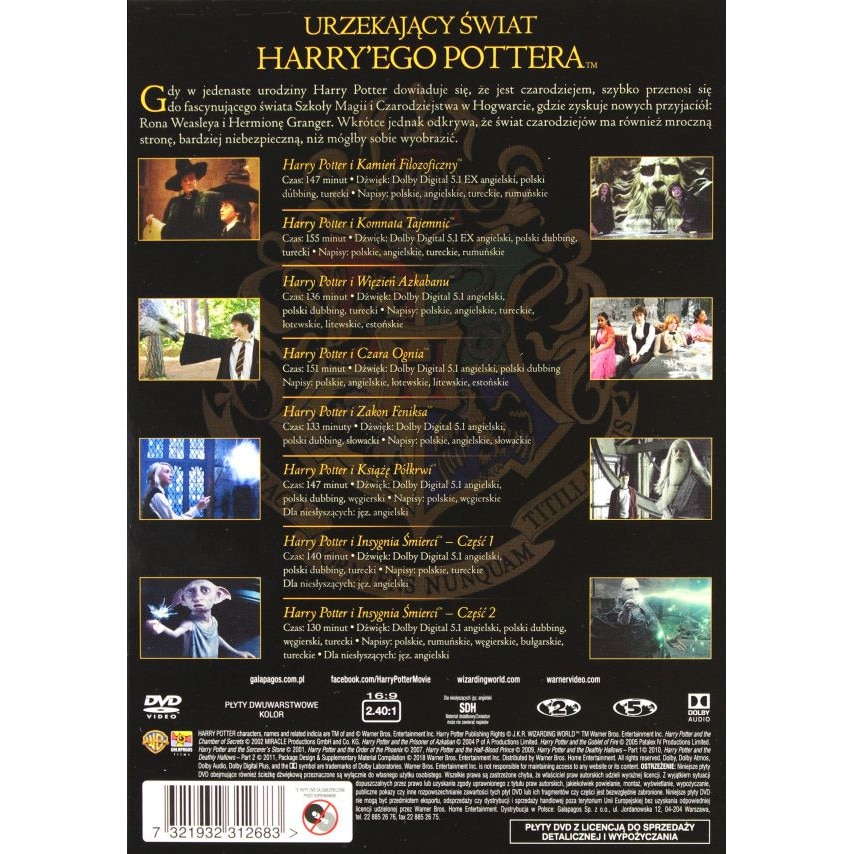 Harry Potter. Pełna Kolekcja 8 Filmów (Edycja Specjalna z kartami) [BOX