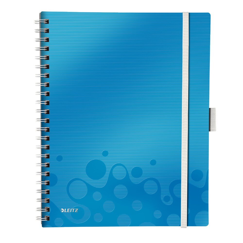 Caiet de birou Leitz WOW Be Mobile, PP, A4, cu spira, dictando, albastru metalizat