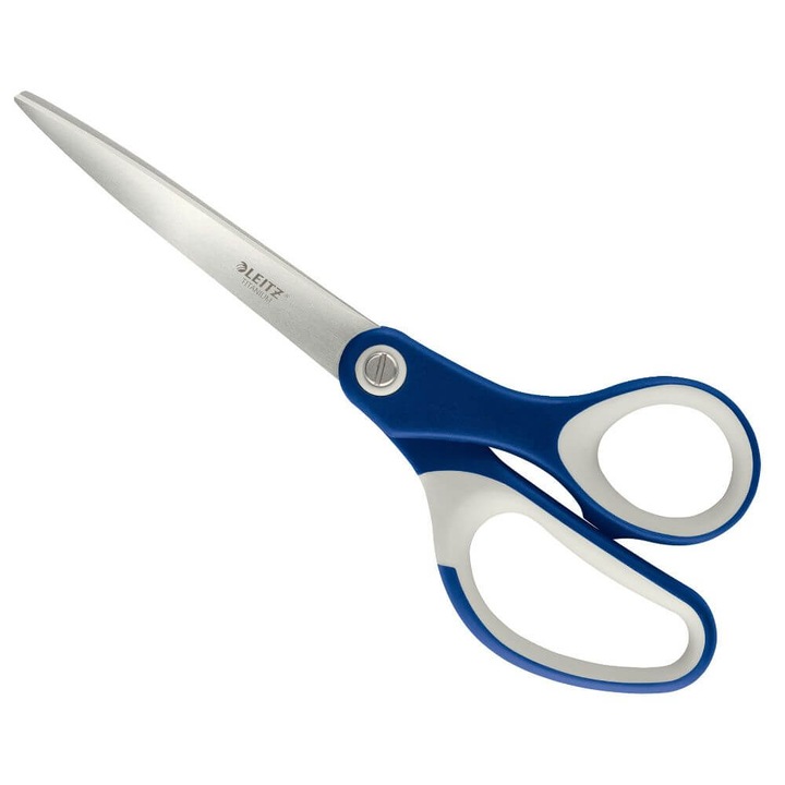 Leitz Titanium Olló, 20,5 cm, Titán és Rozsdamentes Acél Penge, Ergonómikus Markolat, Kék
