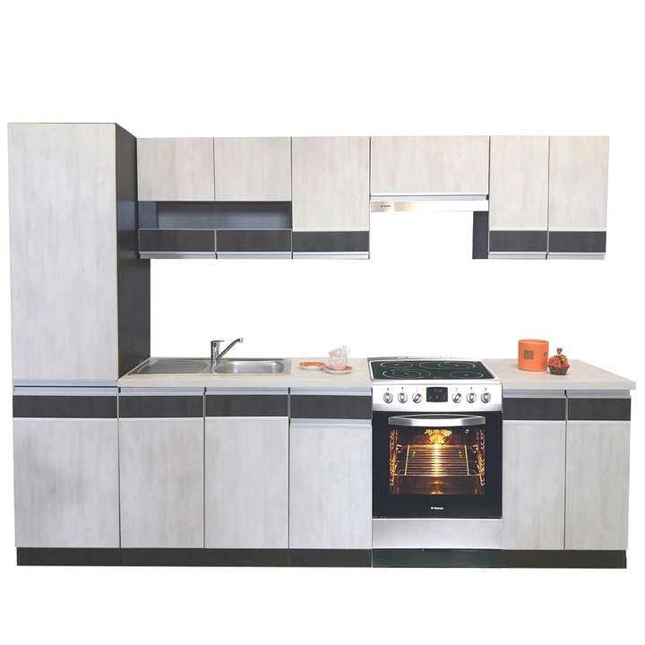 Set Bucatarie Sara 3B1, Genarom, Sosna Norweska / Sosna Norweska Czarna, 290 x 195,5 x 60 cm