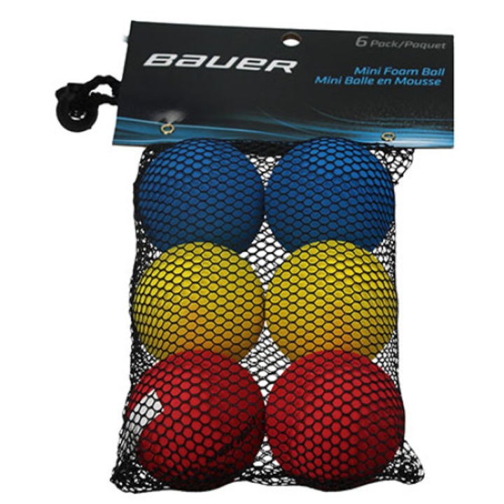 6 db-os hoki edzőlabda készlet, Bauer, Foam, Multicolor