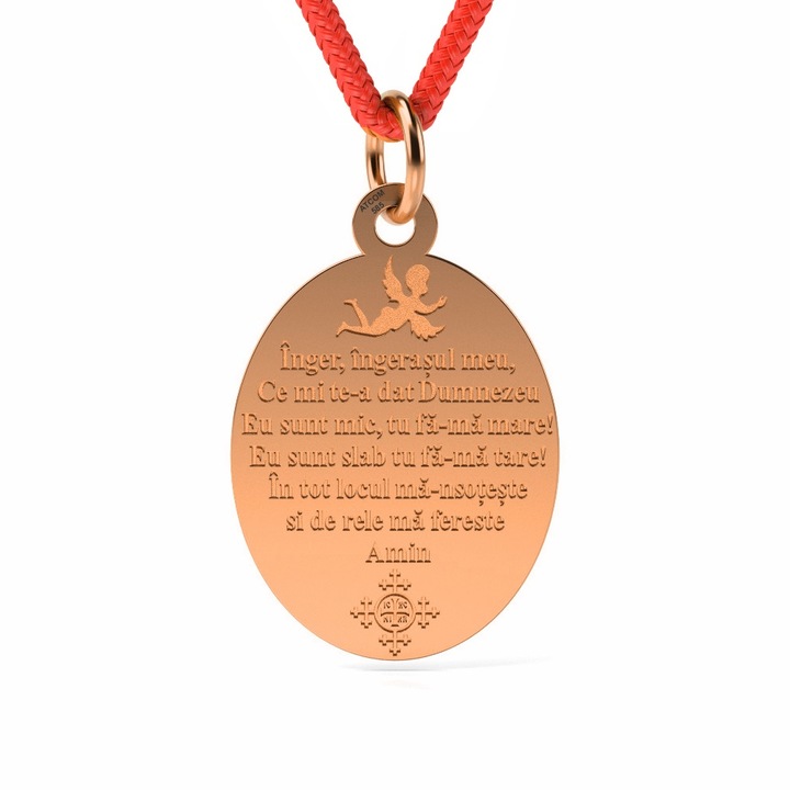 Pandantiv din aur roz cu snur model Inger Ingeras