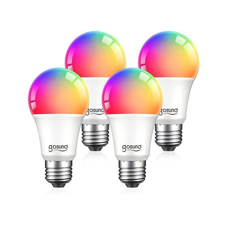 Комплект от 4 Led Wifi RGB 8W, 6500K RGB съвместима Tuya крушка E27 Gosund WB4