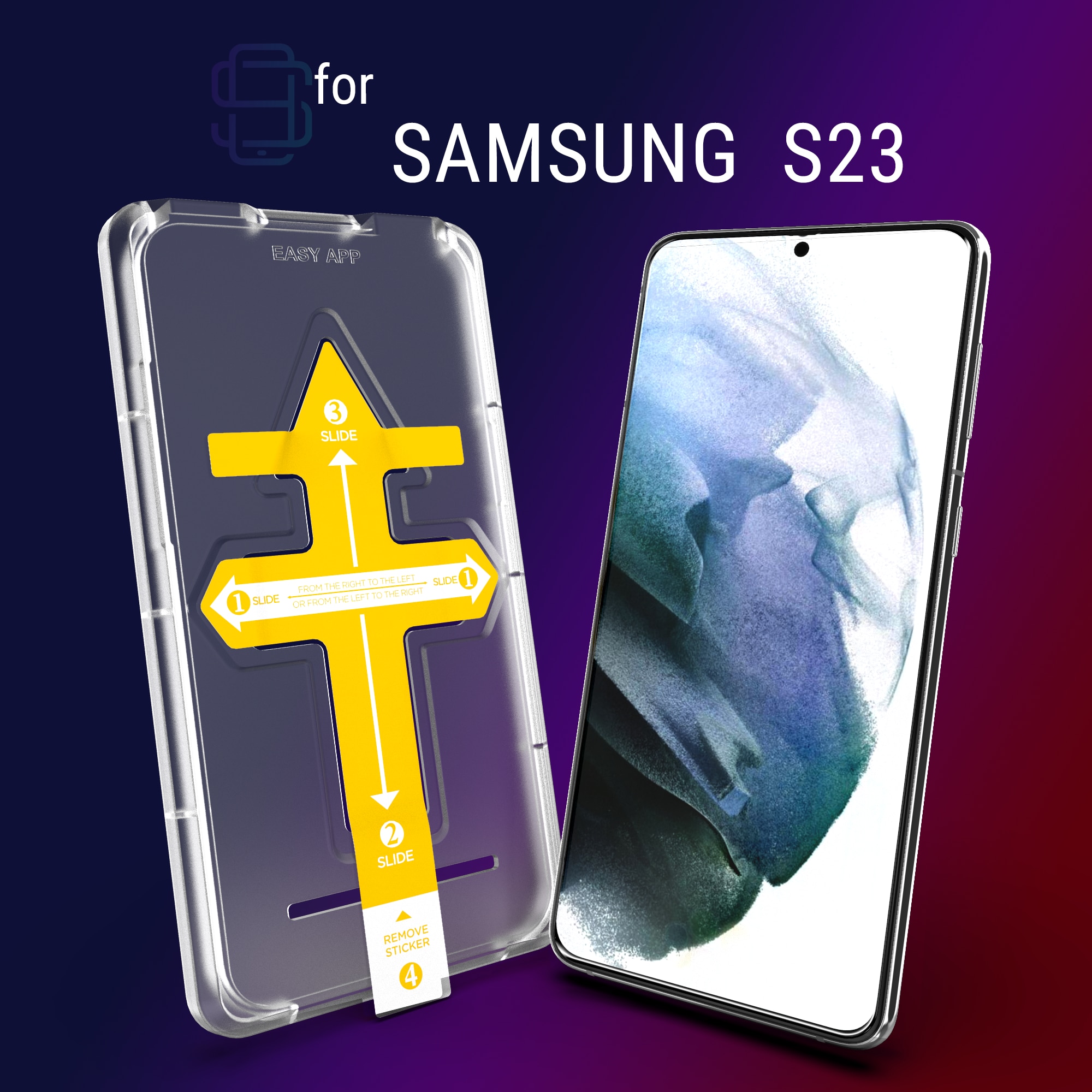 Set 2 Folii sticla compatibil cu Samsung Galaxy S23, DefenSlim, instalare usoara si rapida cu dispozitiv de potrivire automata in 30 sec cu Easy Install Kit patentat, protectie telefon