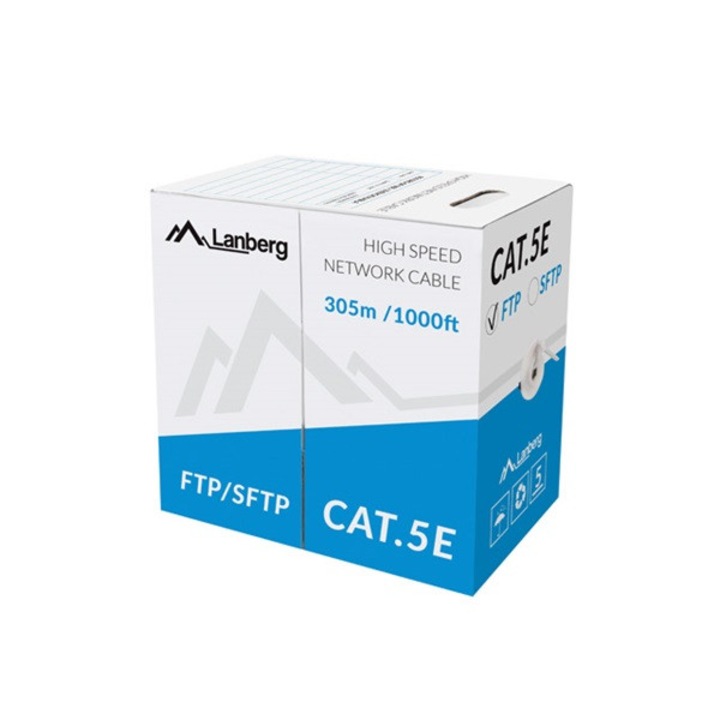 Lanberg LCF5-11CC-0305-S 305m Cat5e FTP сив екраниран алуминиев пач кабел с медно покритие