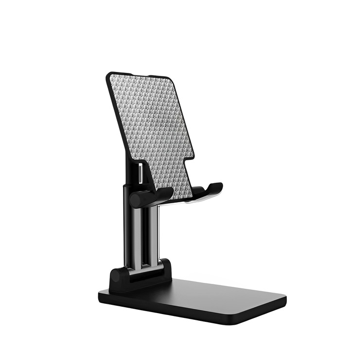Suport pentru laptop/tableta, Aluminiu, Pliabil, Negru