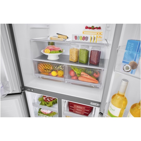 Side by Side LG GMB844PZFG, 530 l, No Frost, LinearCooling, Multi-Door, NatureFresh, Clasa F, H 179 cm, Inox
