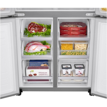 Side by Side LG GMB844PZFG, 530 l, No Frost, LinearCooling, Multi-Door, NatureFresh, Clasa F, H 179 cm, Inox