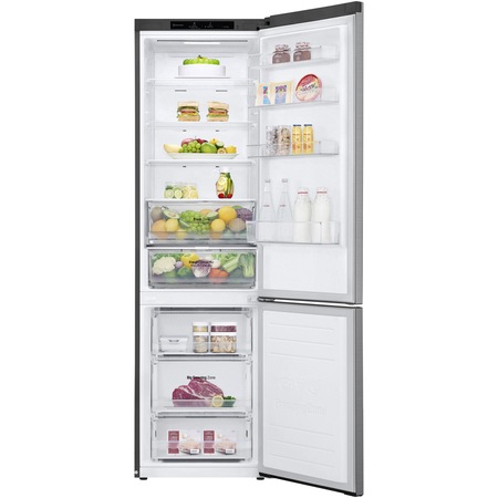 Combina frigorifica LG GBP62PZNCN1, 384 l, No Frost, Compresor Smart Inverter, DoorCooling+, Clasa C, H 203 cm, Inox