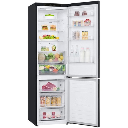 Combina frigorifica LG GBP62MCNBC, 384 l, No Frost, Compresor Smart Inverter, DoorCooling+, LinearCooling, NatureFresh, Clasa B, H 203 cm, Negru