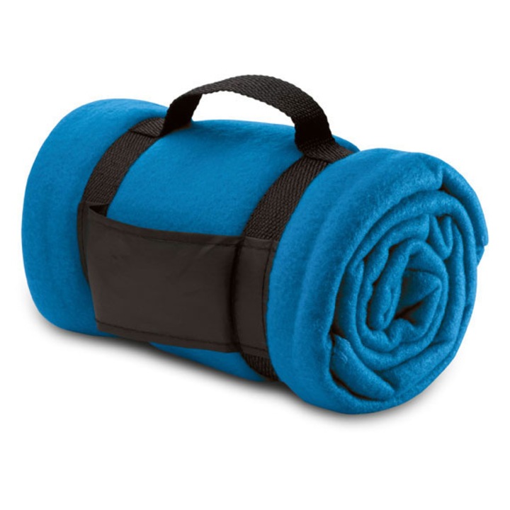 Поларено одеяло с дръжка, кралско синьо