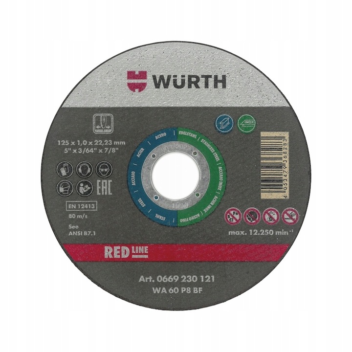 Disc taiere inox, Wurth, 125 mm