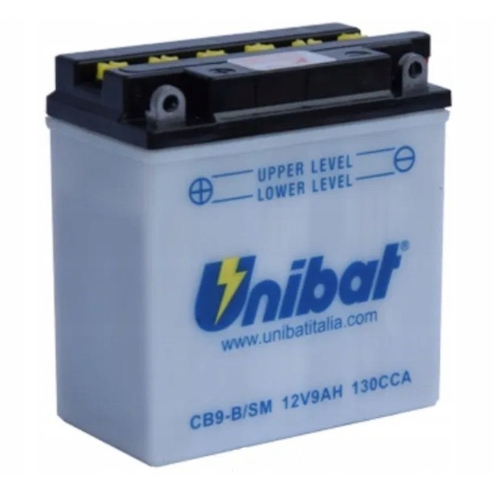 Baterie moto, Unibat, 9Ah, 130A, L+