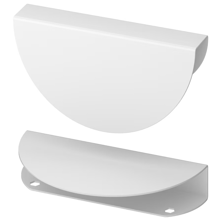 Maner mobila, set 2 buc, alb, otel, 13 cm