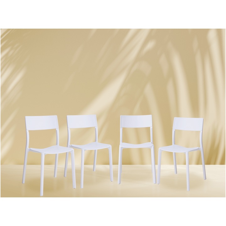 Комплект 4 стола Kring Marsala, Интериор/Екстериор, UV обработка, Полипропилен (PP), Бял