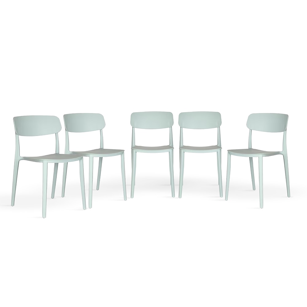 Set 5 scaune Kring Mar, suprapozabile, interior/exterior, HORECA, tratat UV, polipropilena (PP), Albastru deschis