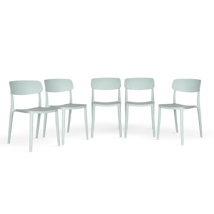 Kring Mar szék készlet, egymásra rakható, beltéri/kültéri, HORECA, UV-kezelt, polipropilén (PP), világoskék, 5 db